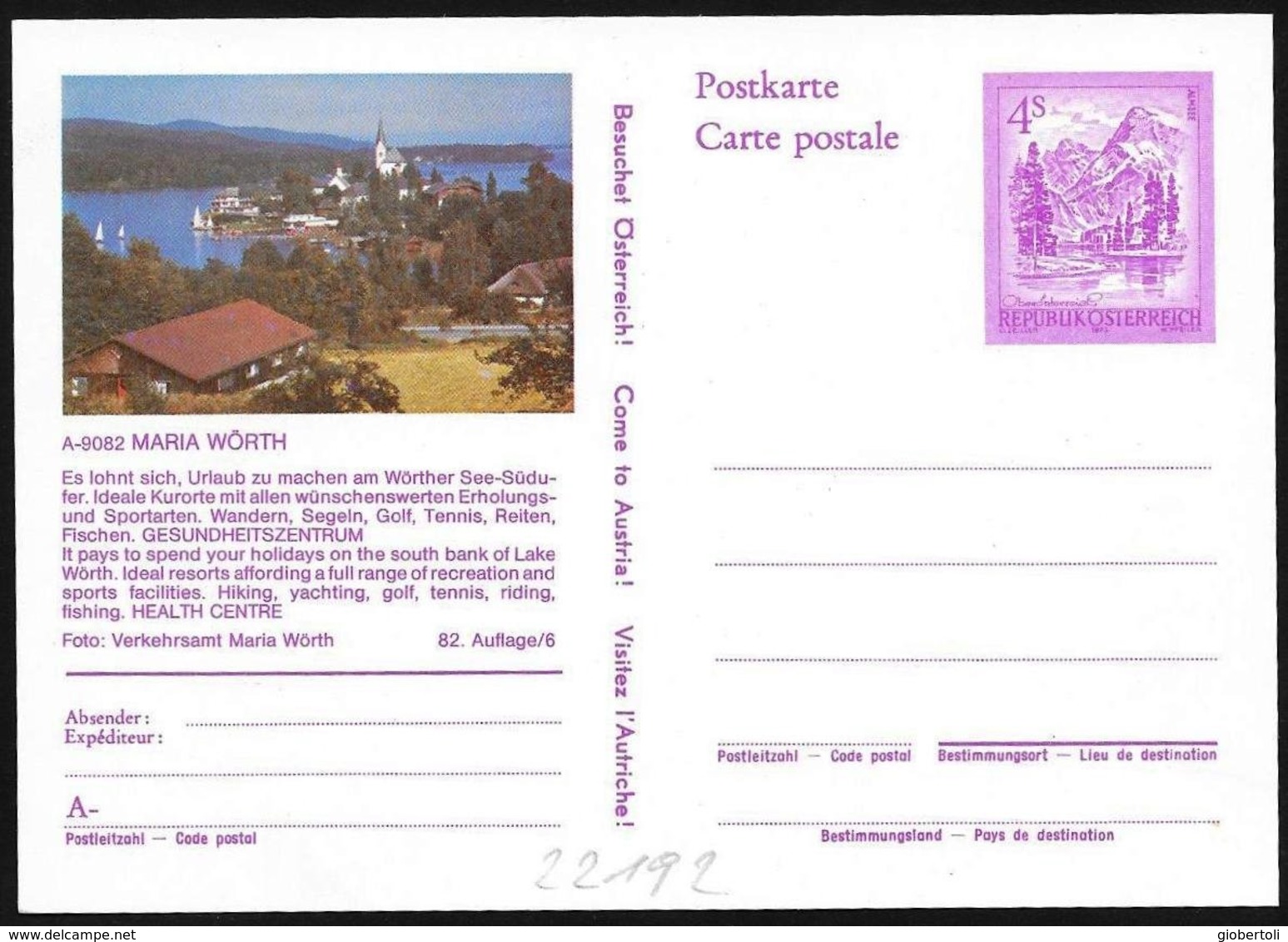 Austria/Autriche: Intero Stationery, Entier, Lago Worth, Lake Worth - Geografia