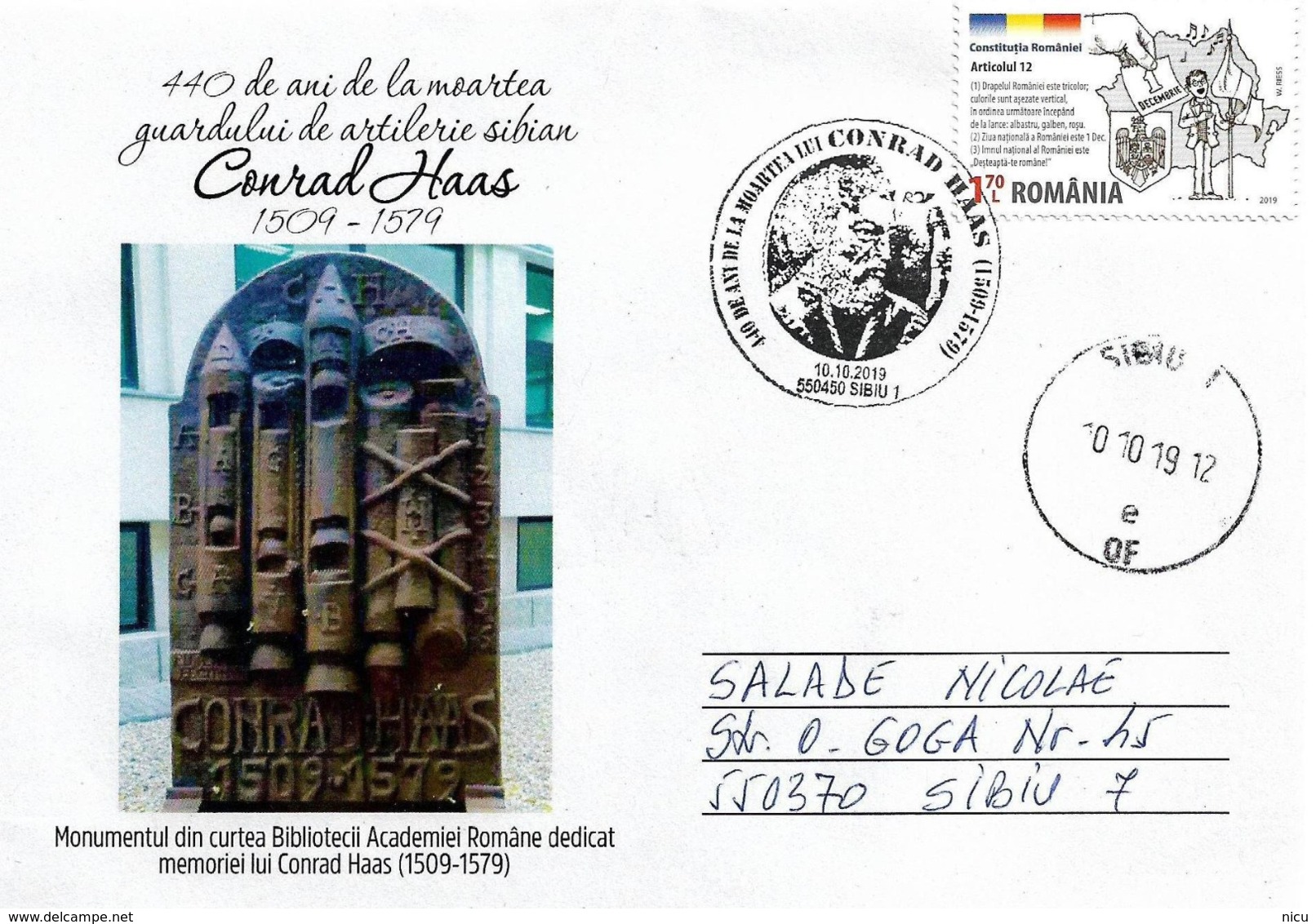 2019 - 440 YEARS FROM THE DEATH OF CONRAD HAAS - Cartas & Documentos