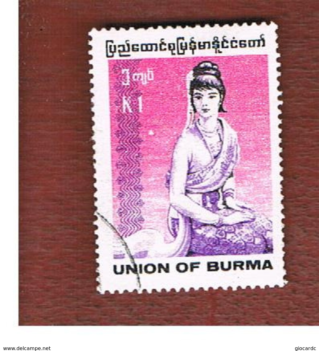 MYANMAR / BIRMANIA (BURMA)    -  SG 311 -  1989  COSTUMES: RAKHINE WOMAN         -  USED ° - Myanmar (Burma 1948-...)