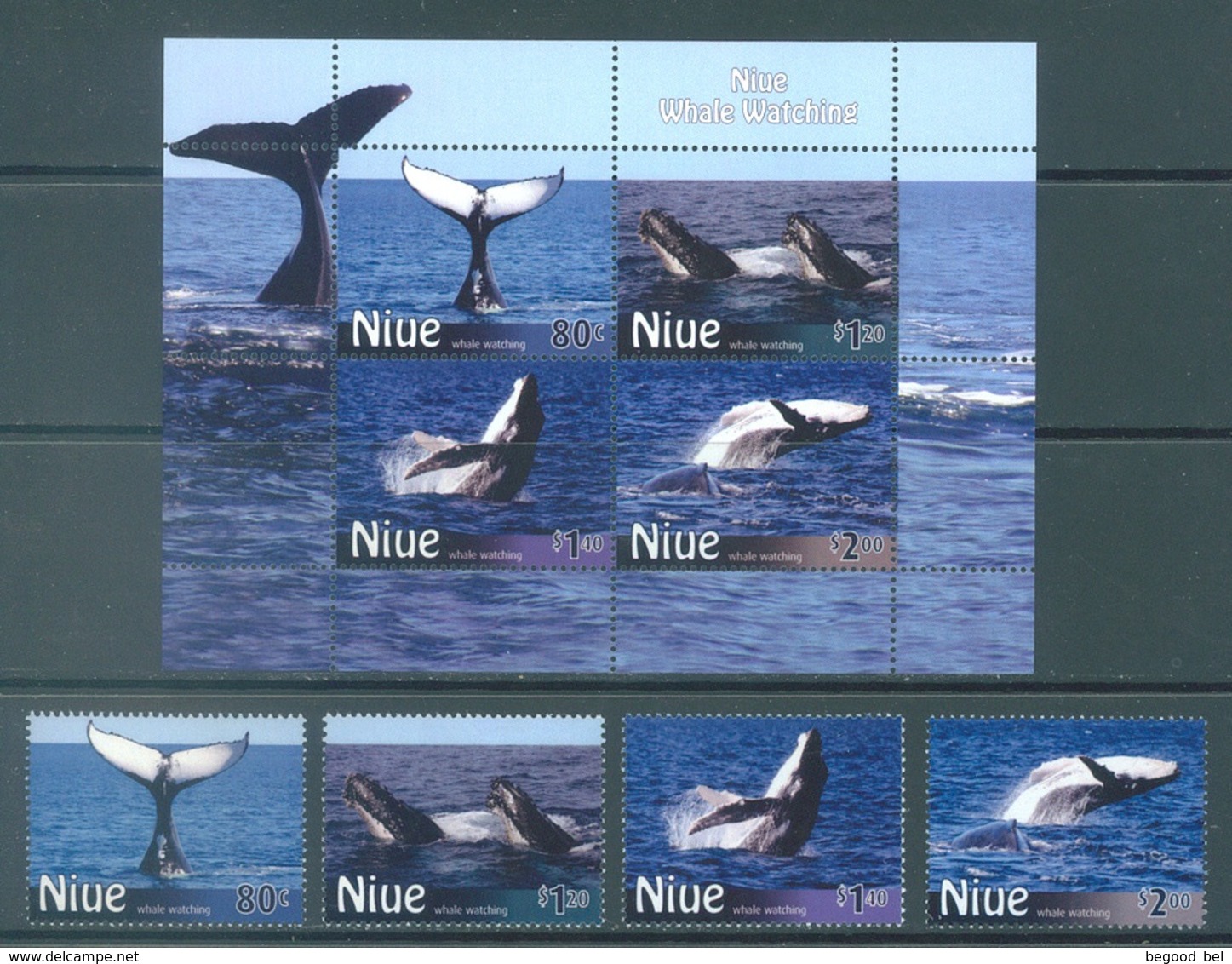 NIUE  - 2010 - MNH/***  - WHALE - Yv 927-930 BLOC 161 - Lot 20405 - Niue