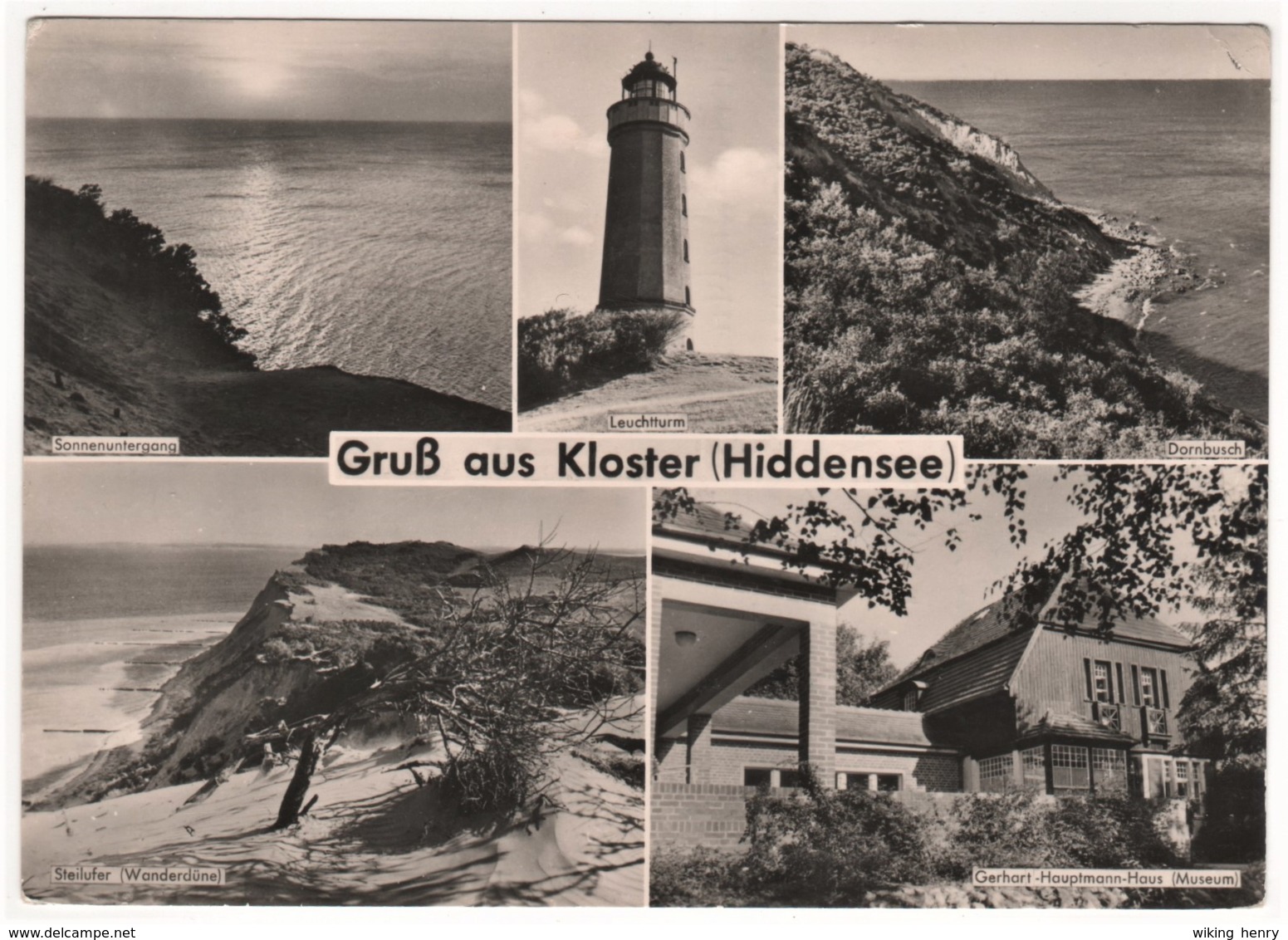 Hiddensee Kloster - S/w Mehrbildkarte 7 - Hiddensee