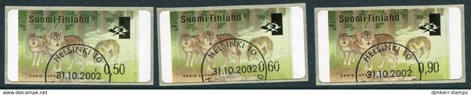 FINLAND 2002 Wolves ATM, Three Values Used.  Michel 38 - Machine Labels [ATM]