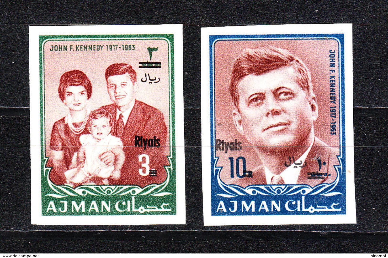 Ajman   -  1967. La Famiglia Kennedy . Kennedy Family. Francobolli Con Nuovo Valore. Stamps With New Value. Imperf.MNH - Kennedy (John F.)