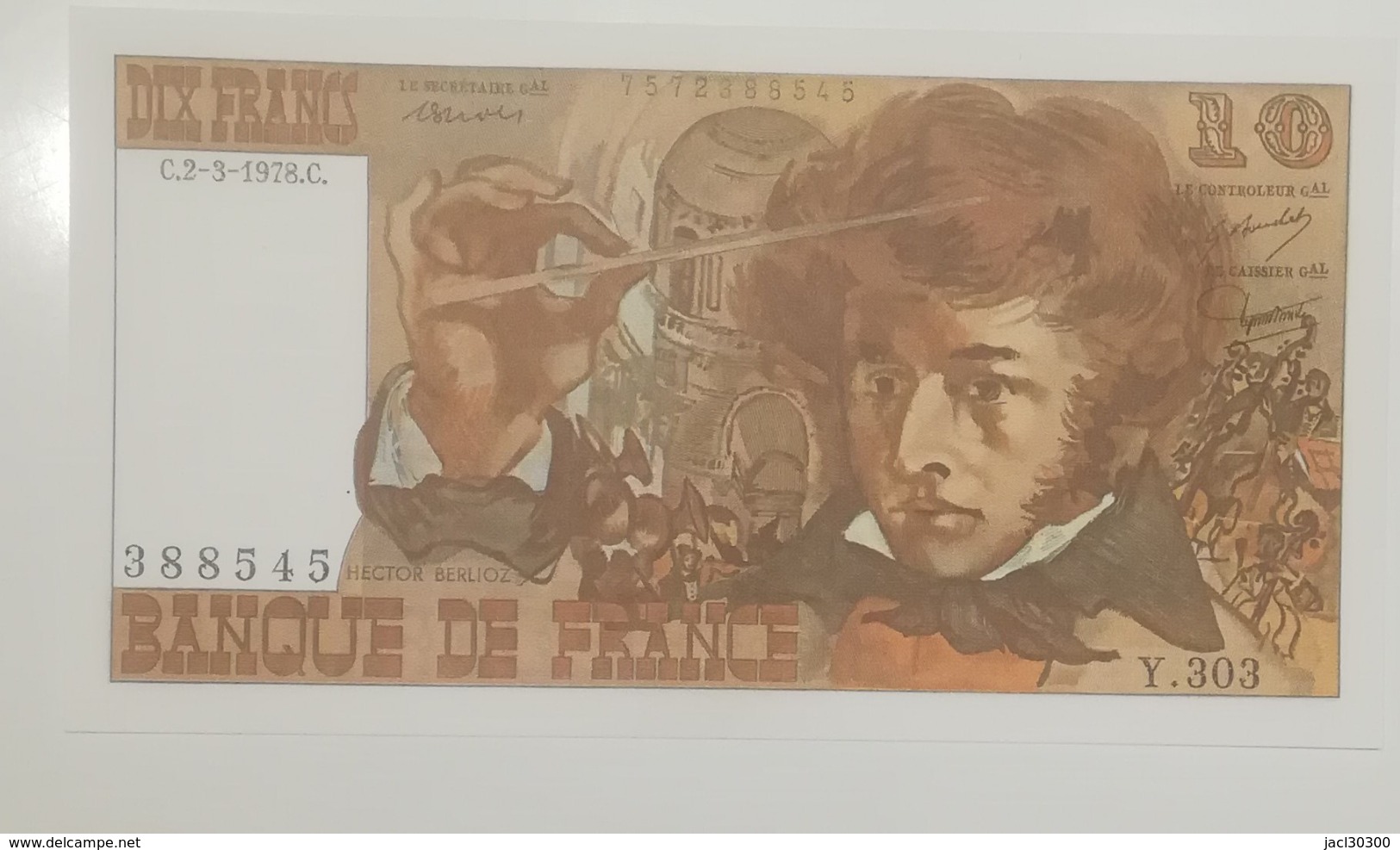 BILLET  10 FRANCS BERLIOZ Du 2-3-1978 * Y.303 388545 * Pli Angle Supérieur Gauche - 10 F 1972-1978 ''Berlioz''