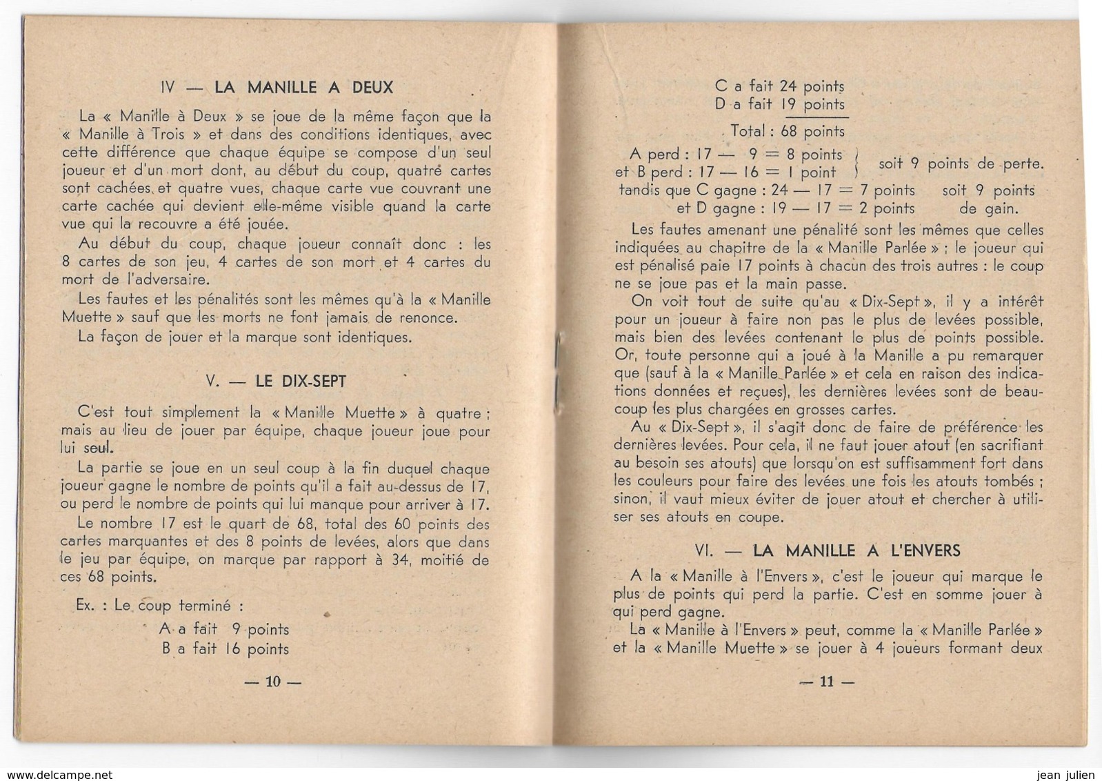 REGLE DU JEU   - MANILLE  -  Marcel FREMONT - Jeux De Société