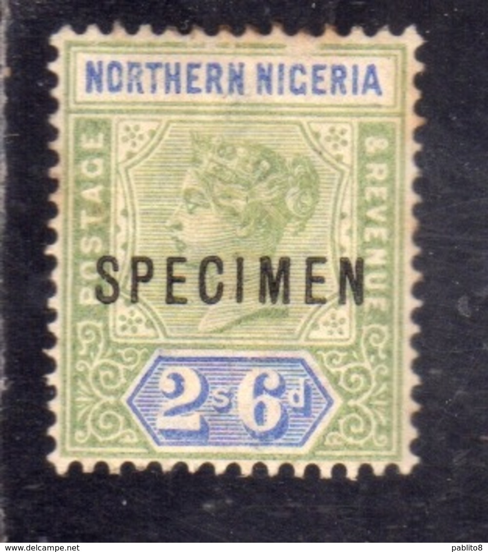 NORTHEN NIGERIA DEL NORD 1900 QUEEN VICTORIA REGINA SPECIMEN OVERPRINTED SHILLINGS 2/6s MNH SIGNED FIRMATO - Nigeria (...-1960)