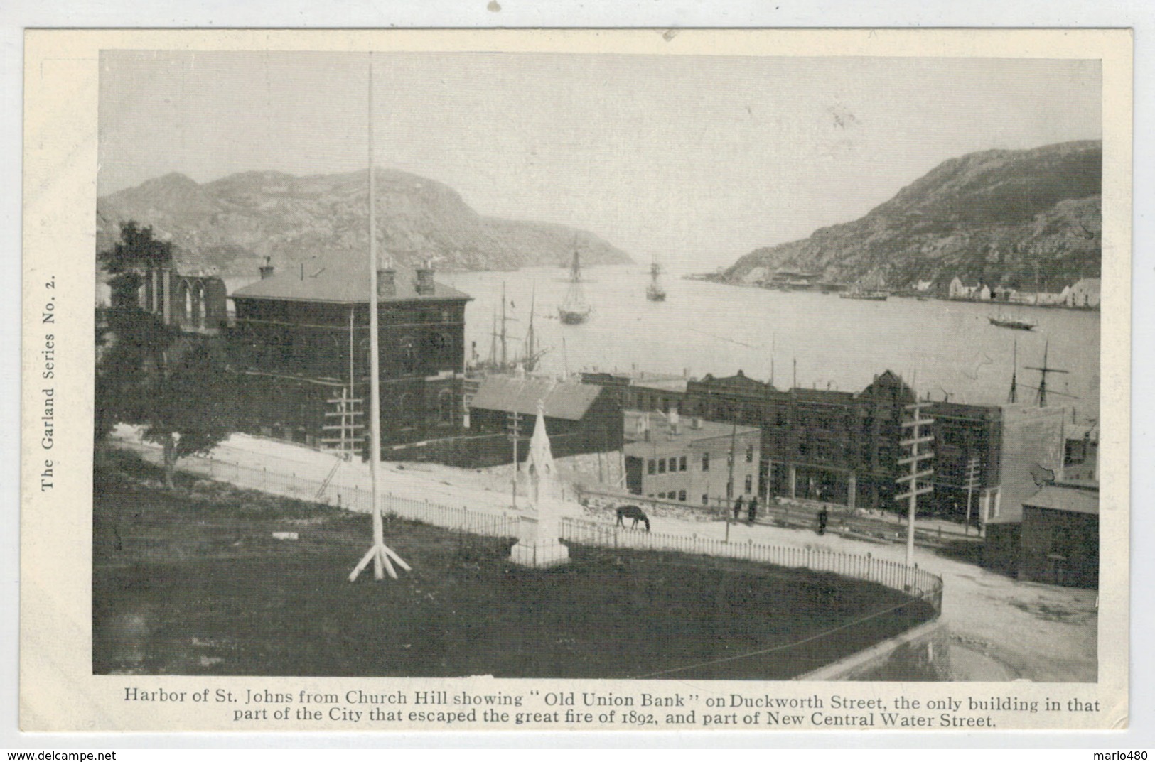 C.P.PICCOLA- HARBOR OF ST. JOHNS FROM  CHURCH HILL  SHOWING " OLD UNION BANK"       2  SCAN    (NUOVA) - St. John's