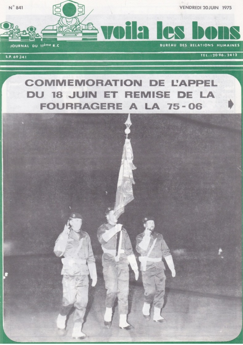 JOURNAL MILITAIRE  DU 11 EME REGIMENT DE CHASSEURS DU 27 JUIN 1975 A 19 NOVEMBRE 1975   23 JOURNAUX - Français