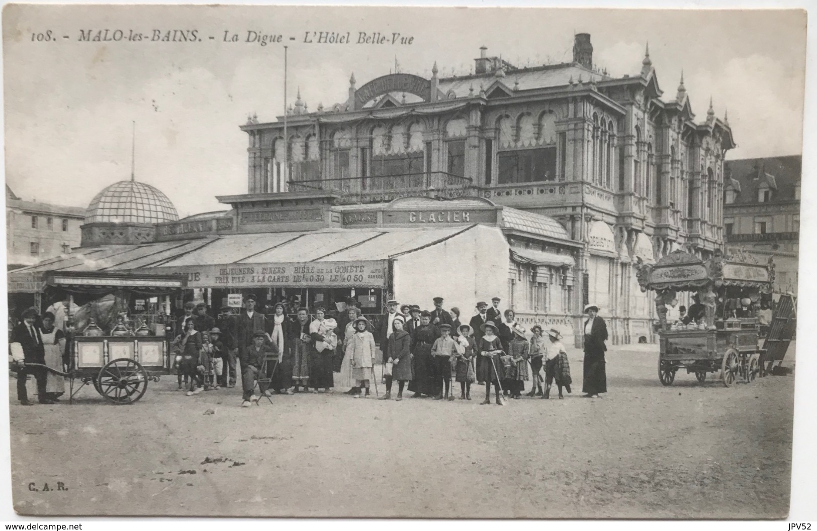 (1281) Malo-les-Bains - La Digue - L'Hôtel Belle-Vue - Cremekarren - Bière De La Comité - Glacier - 1916 - Dunkerque