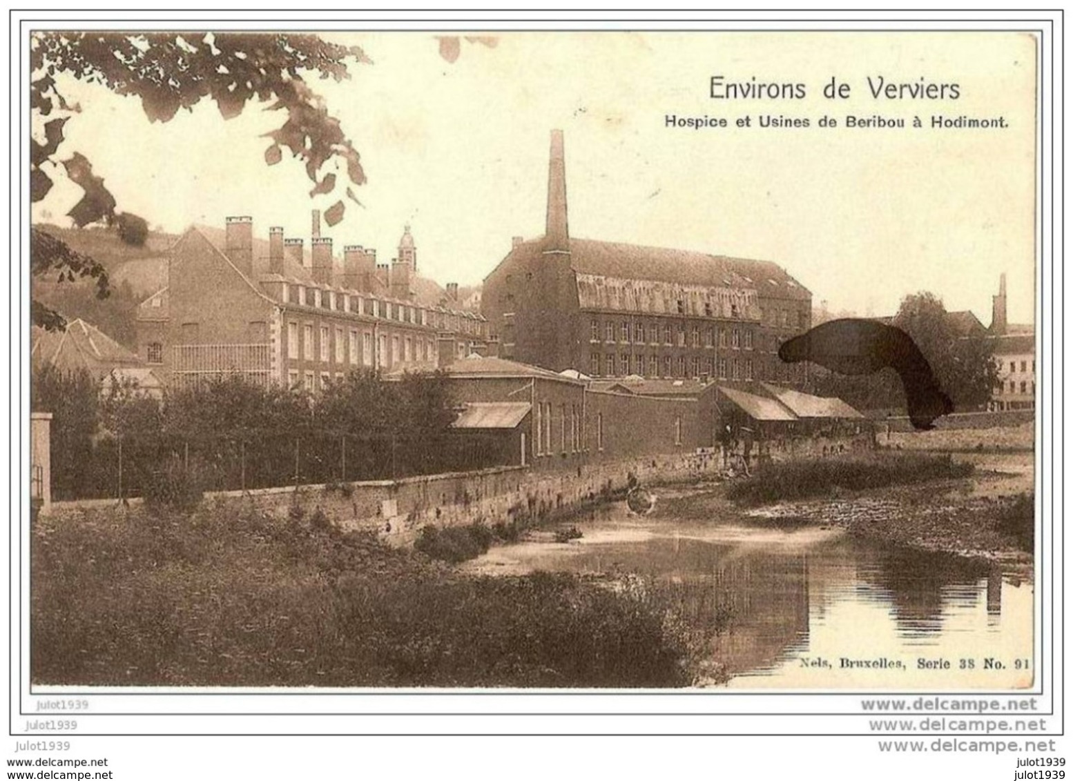 HODIMONT ..--  Nels 38 , N° 91 . Hospice Et Usines De BERIBOU . 1913 Vers BERTRIX ( Mr Mme Jules GILTAIRE ) . Voi - Verviers