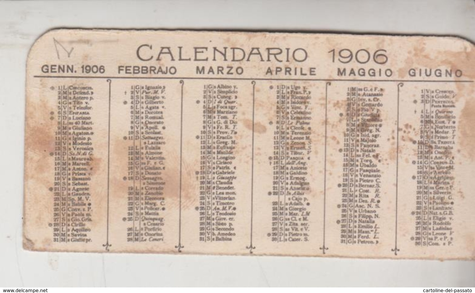 Calendarietto Antico 1906 Lago Con Cigni - Petit Format : 1901-20