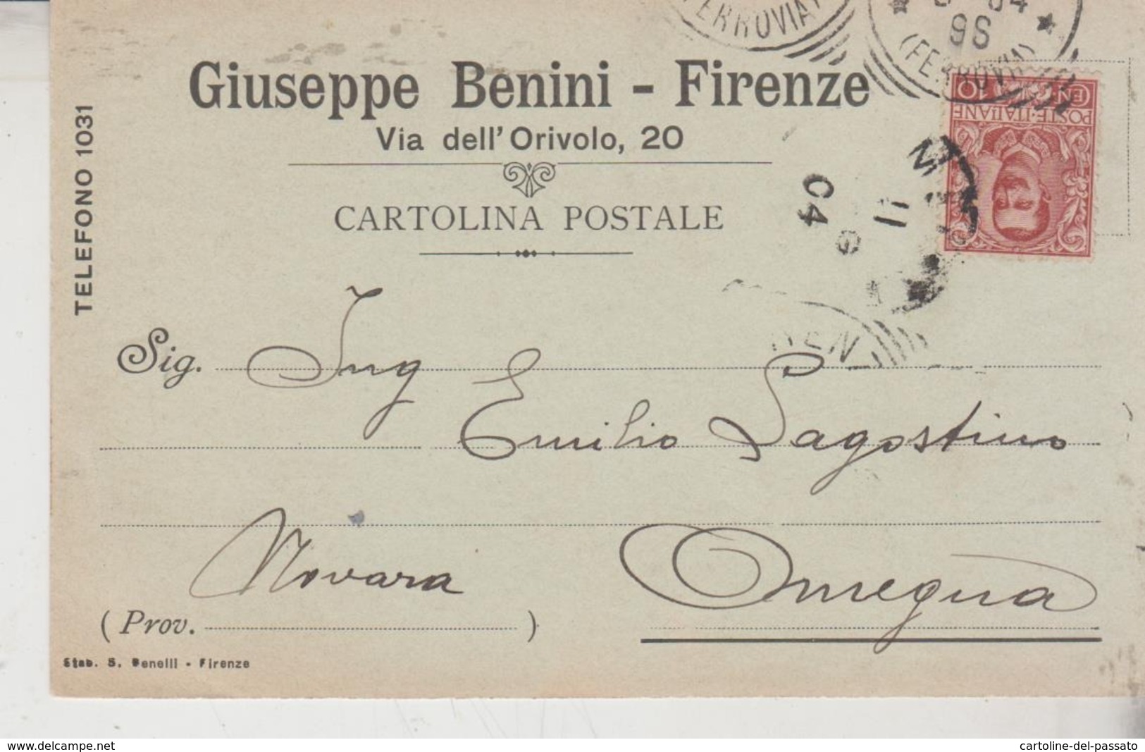 Storia Postale 1904 Firenze Per Lagostina Omegna  Novara - Marcophilia