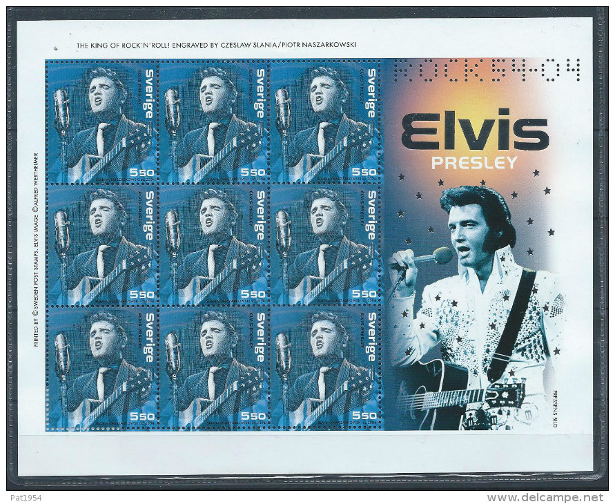 Bloc Spécial De Suède Neuf  émis En 2004 Avec 9 Timbres N°2409 Thème "rock'n Roll" Elvis Presley - Blocs-feuillets