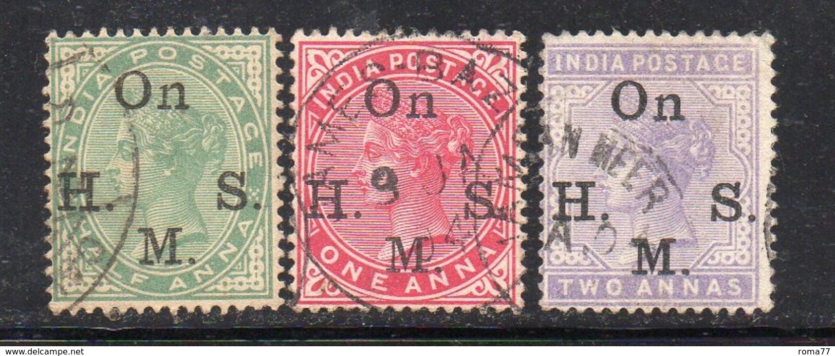 APR3085 - INDIA 1900, Servizio Yvert Serie N. 36/38  Usata  (2380A). Spst On H.M.S. - 1882-1901 Impero