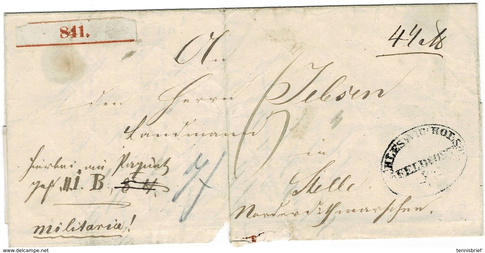 Ca. 1864, Selt. Feldpost-Stp., Paketbegleit -Bf.   ,  A2451 - Schleswig-Holstein