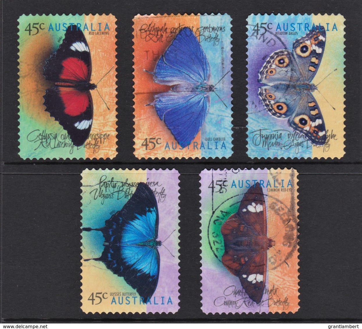 Australia 1998 Butterflies Set Of 5 Self-adhesives Used - Usati
