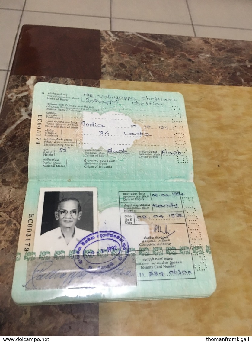 Sri Lanka Emergency Travel Certificate - Historical Documents