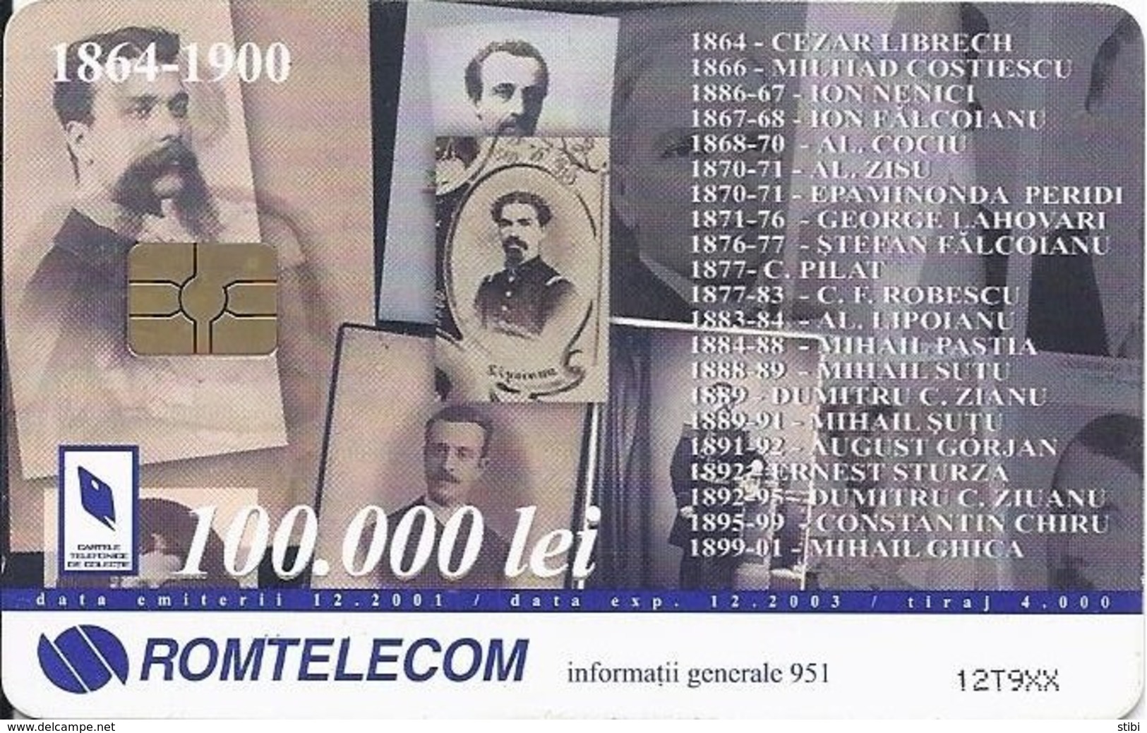 ROMANIA -  Important Characters In Communication History: 1864-1900 - 4.000EX - Roemenië