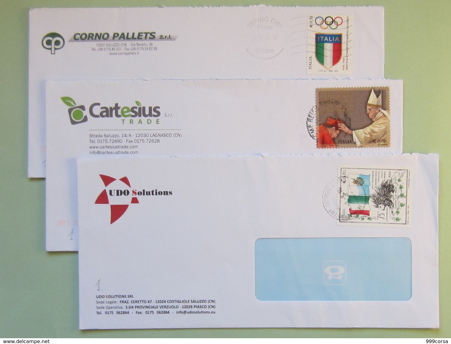 Italia 2014, Storia Postale, Usi Isolati Su Busta, 12 Buste (vedi Descrizione) 4 Scan (Re)1x3 - 2011-20: Storia Postale