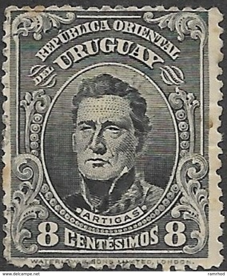 URUGUAY 1910 Artigas - 8c - Blue FU - Uruguay