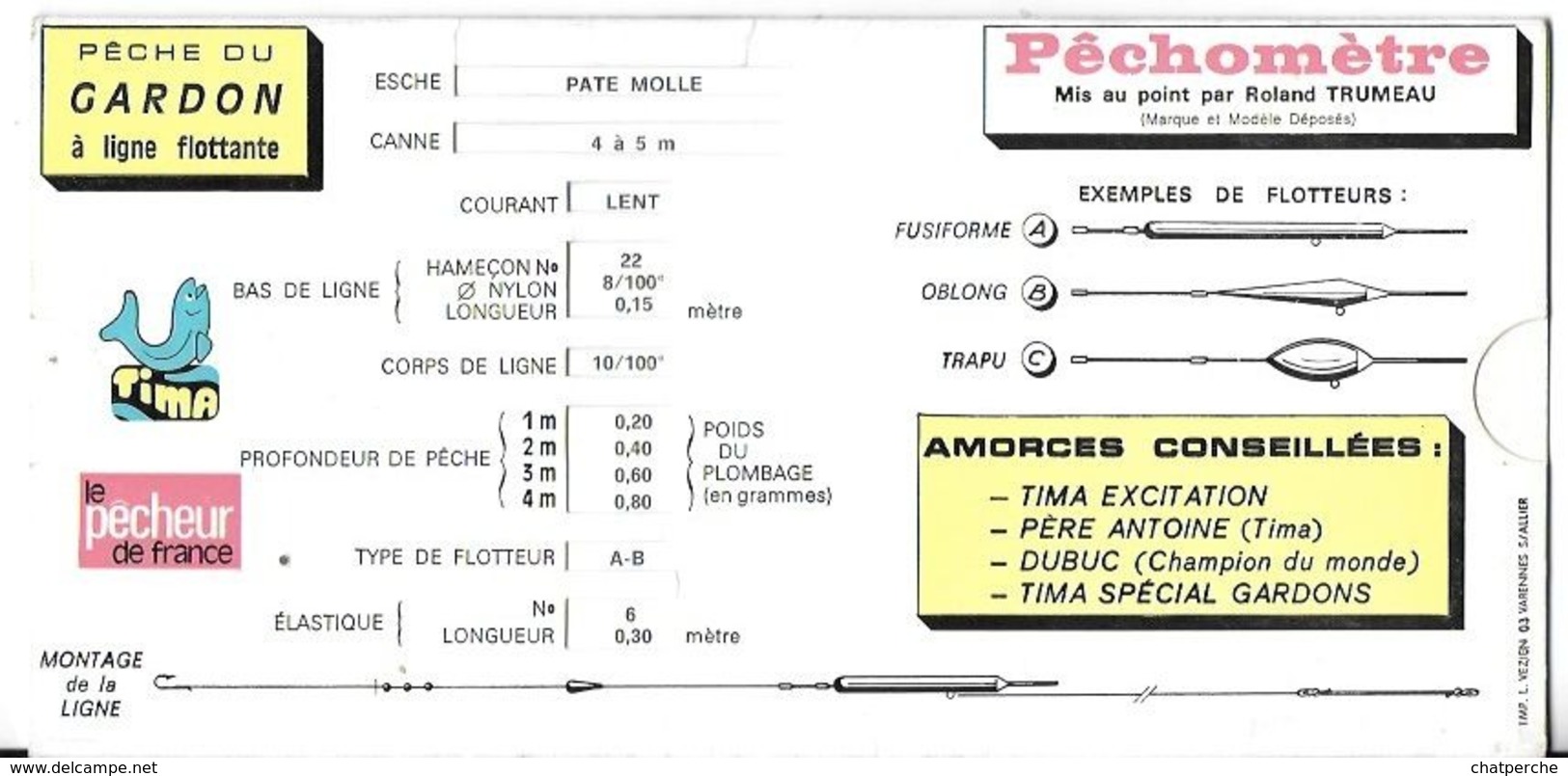 OBJET CURIEUX TECHNIQUE  POUR LA PÊCHE  " PECHOMETRE " PÊCHE DU GARDON MISE AU POINT ROLAND TRUMEAU MONTAGE LIGNE - Autres & Non Classés