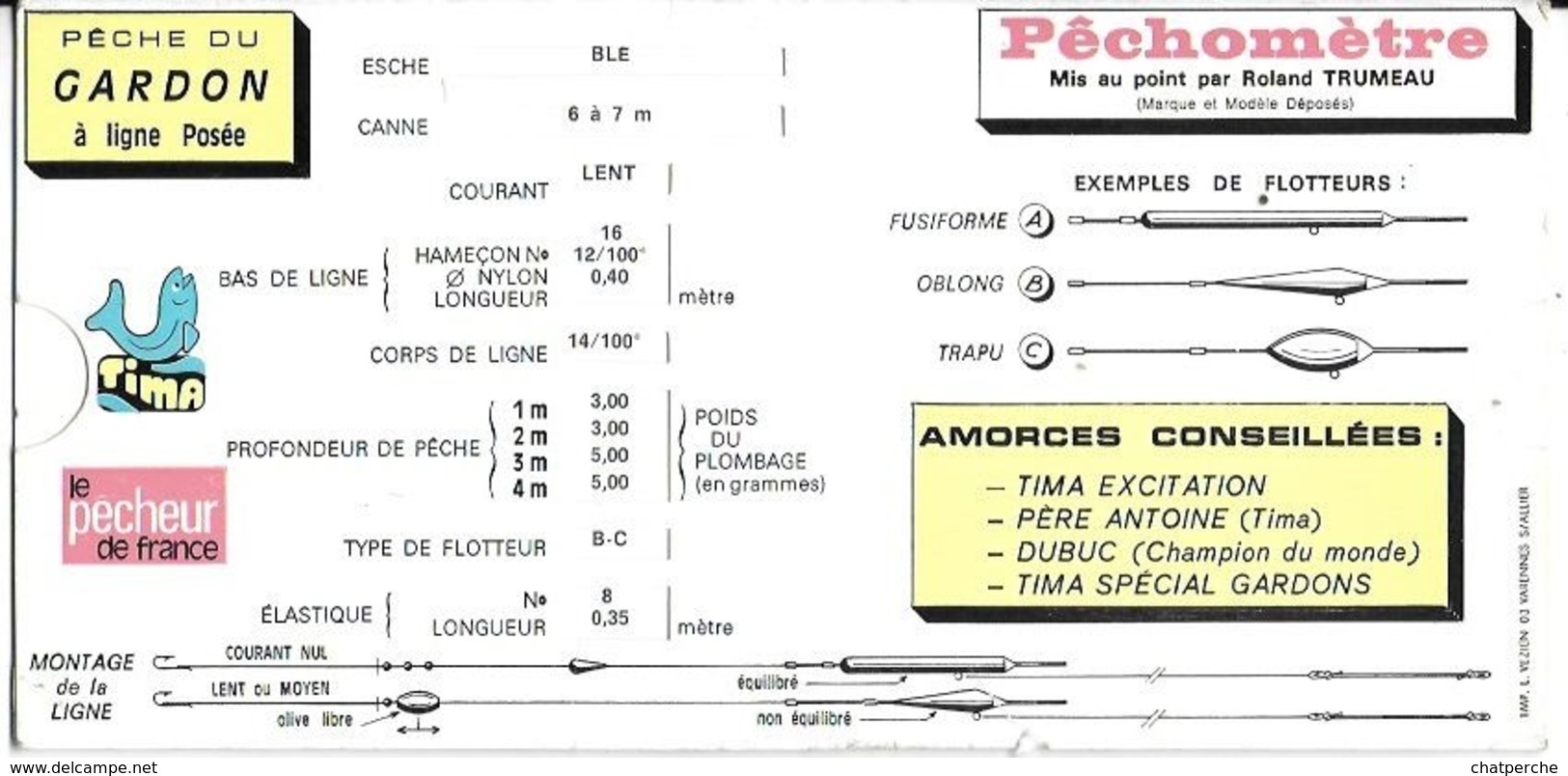 OBJET CURIEUX TECHNIQUE  POUR LA PÊCHE  " PECHOMETRE " PÊCHE DU GARDON MISE AU POINT ROLAND TRUMEAU MONTAGE LIGNE - Autres & Non Classés