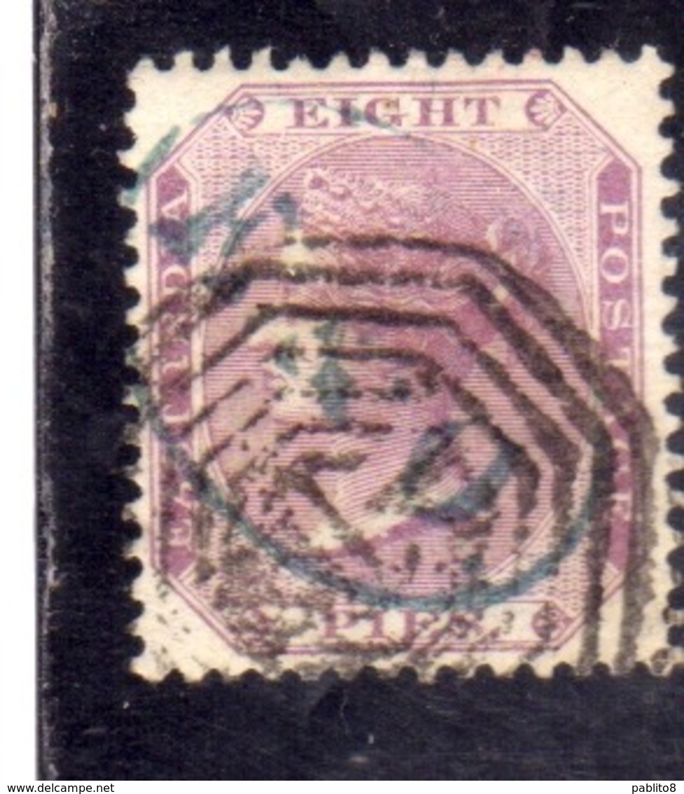 INDIA INDE 1860 1864 QUEEN VICTORIA REGINA VITTORIA EIGHT ANNAS 8a LILAC BLUISH USED USATO OBLITERE' - 1858-79 Compagnia Delle Indie E Regno Della Regina