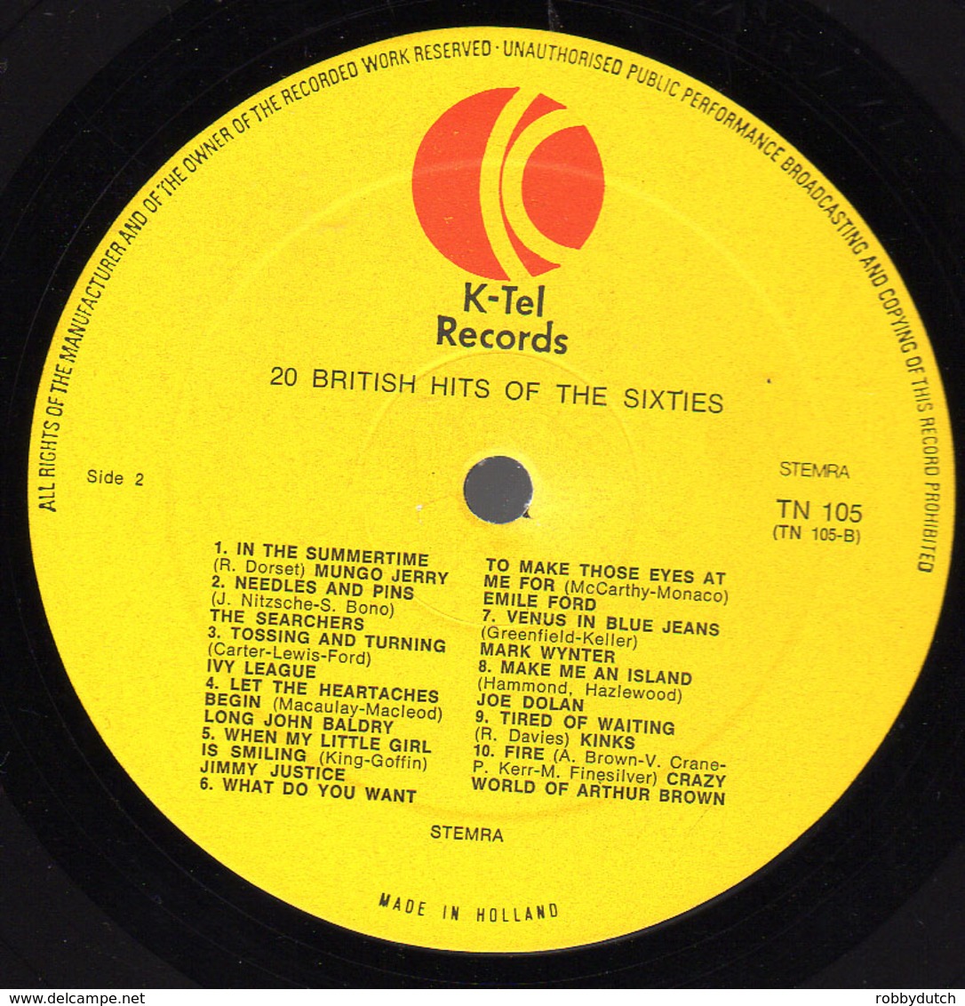 * LP *  20 BRITISH HITS OF THE 60' S - KINKS, DONOVAN, STATUS QUO, SEARCHERS, SANDY SHAW A.o. (Holland EX!!!) - Compilaties