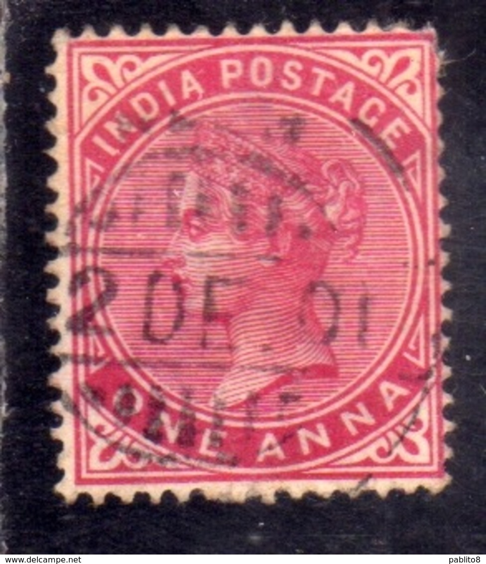 INDIA INDE 1900 QUEEN VICTORIA REGINA VITTORIA ONE ANNA 1a USED USATO OBLITERE' - 1882-1901 Impero