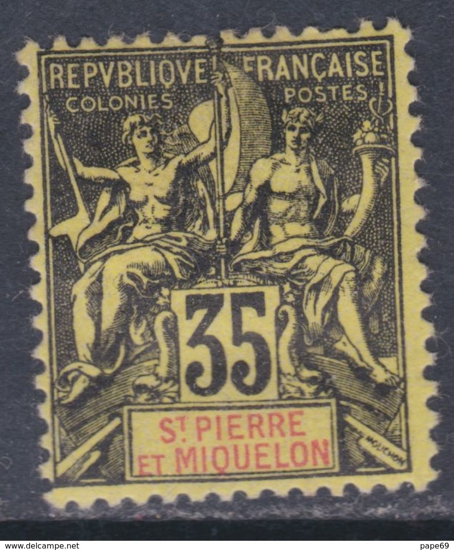 Saint Pierre Et Miquelon N° 76 X , Type Groupe 35 C. Noir Sur Jaune, Trace De Charnière Sinon TB - Nuovi