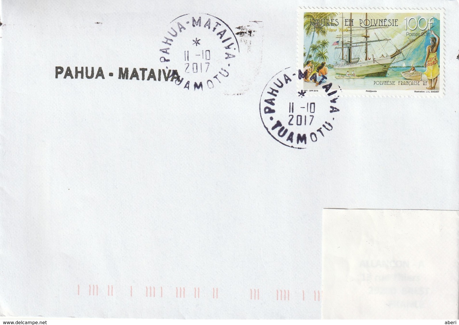 13090  PAHUA - MATAIVA - TUAMOTU - POLYNÉSIE FRANÇAISE - LINÉAIRE - Lettres & Documents