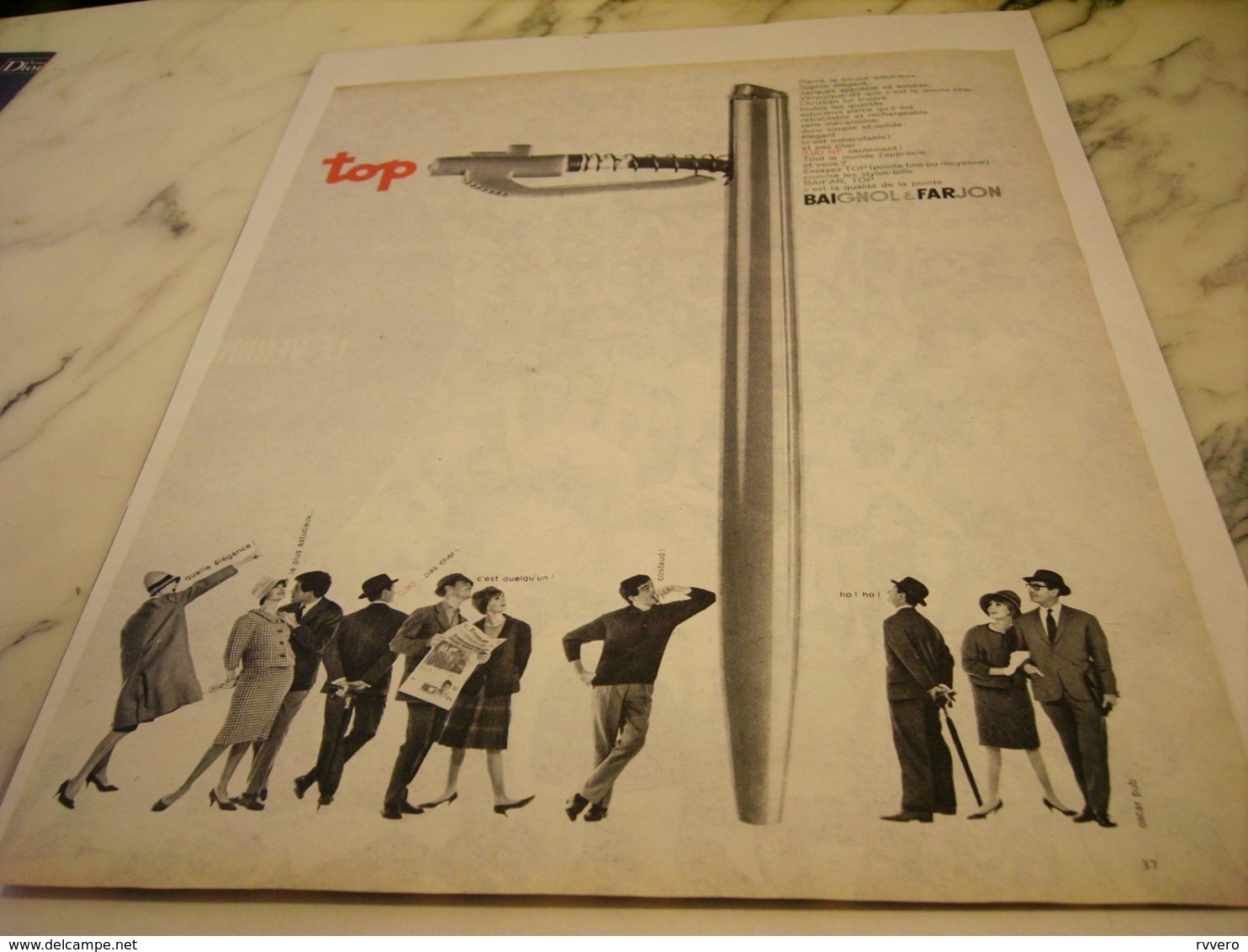 ANCIENNE PUBLICITE STYLO BILLE DE BAIGNOL ET FARJON 1961 - Other & Unclassified