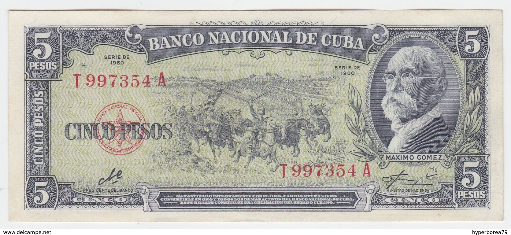 Cuba P 91 C - 5 Pesos 1960 - AUNC - Cuba