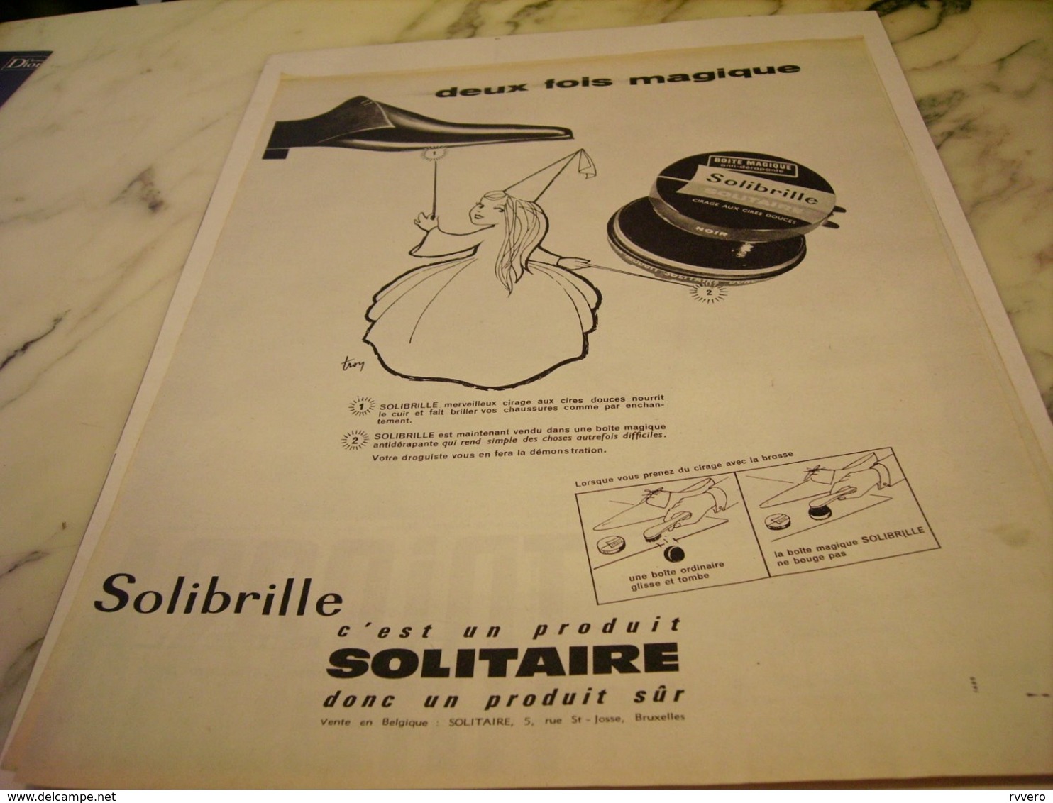 ANCIENNE  PUBLICITE CIRAGE SOLIBRILLE DE SOLITAIRE 1961 - Other & Unclassified