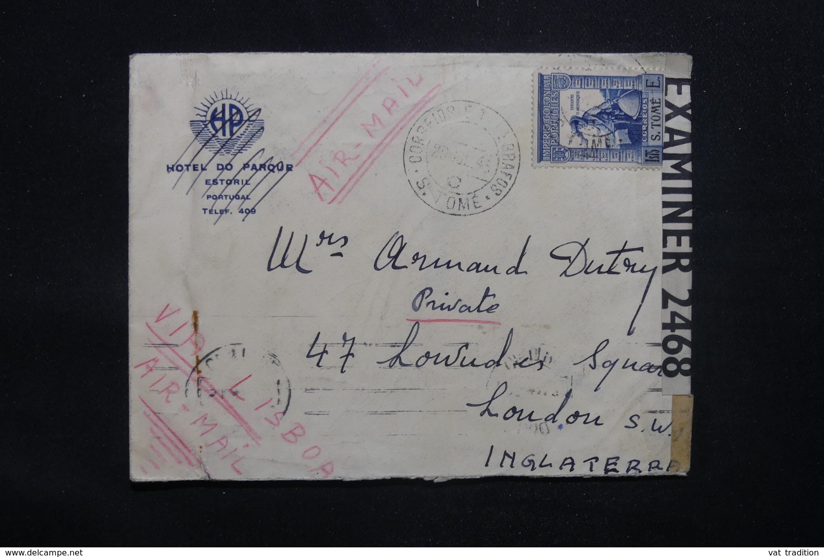 SAINT THOMAS - Enveloppe De St Tomé Pour Londres En 1943 Avec Contrôles Postaux, Affranchissement Plaisant - L 43584 - St. Thomas & Prince