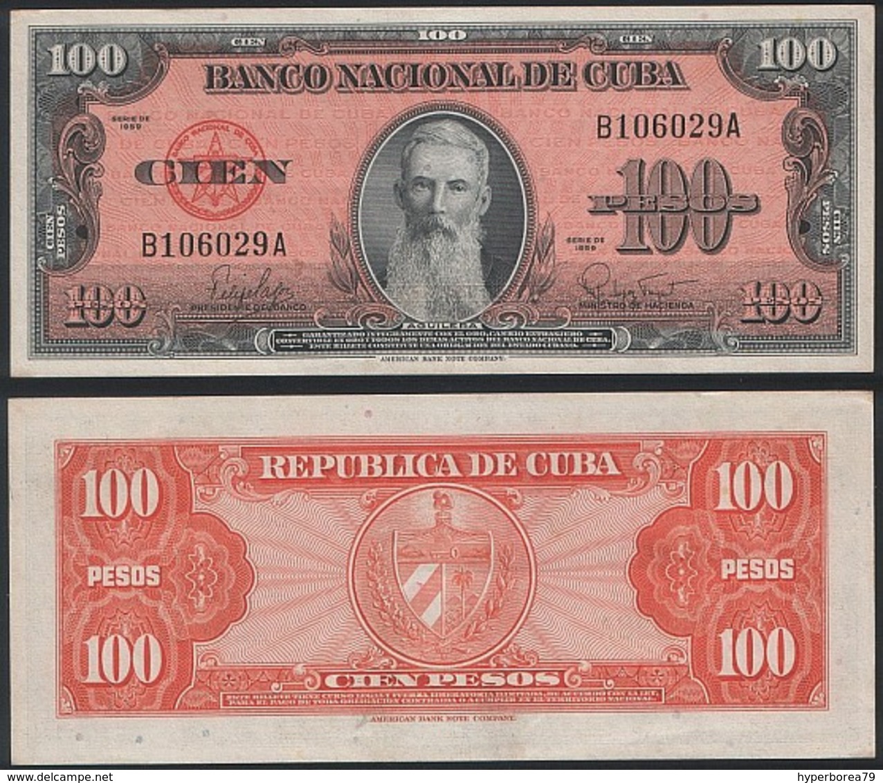 Cuba P 93 - 100 Pesos 1959 - AUNC - Cuba