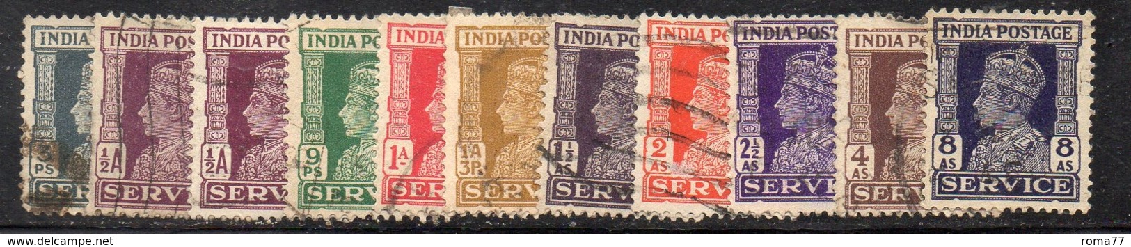 CI744 - INDIA 1939 , Servizio La Serie Usata Yvert 105/115  (2380A). - 1936-47 King George VI