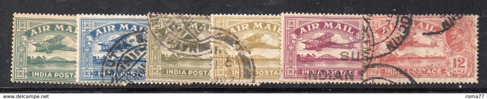 CI689 - INDIA 1929, Posta Aerea N. 1/6 Usata  (2380A). - 1936-47  George VI