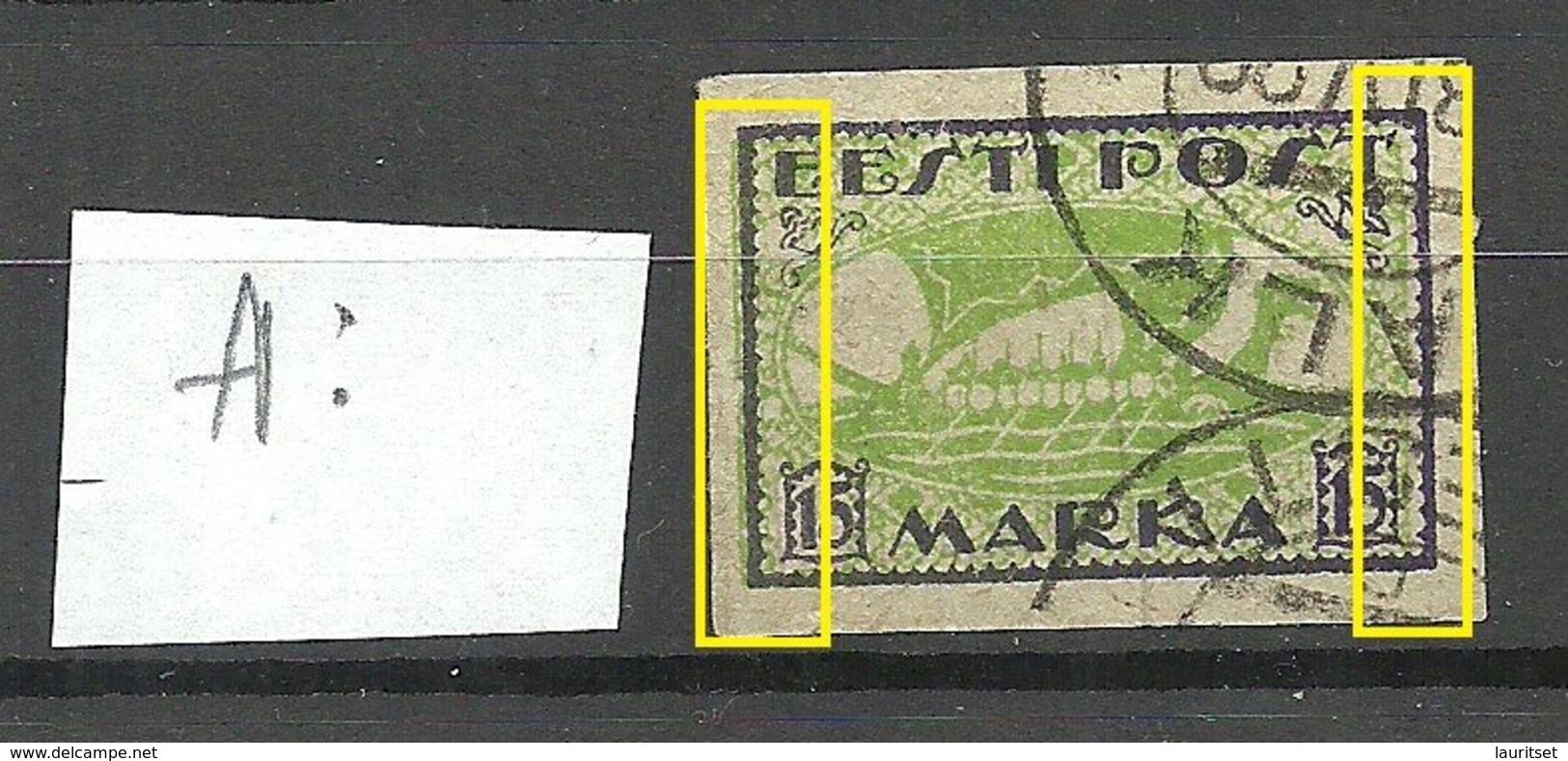 Estland Estonia 1920 Michel 23 B ERROR Variety Abart Shifted Green Print O - Estland