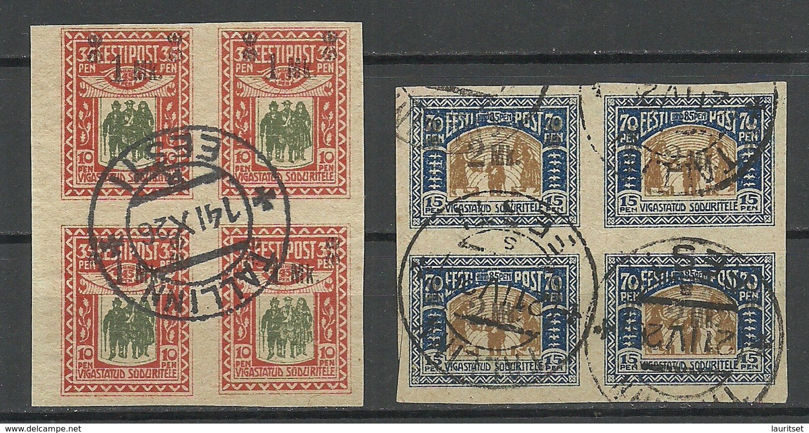 Estland Estonia 1920 Michel 25 - 26 As 4-blocks O - Estland