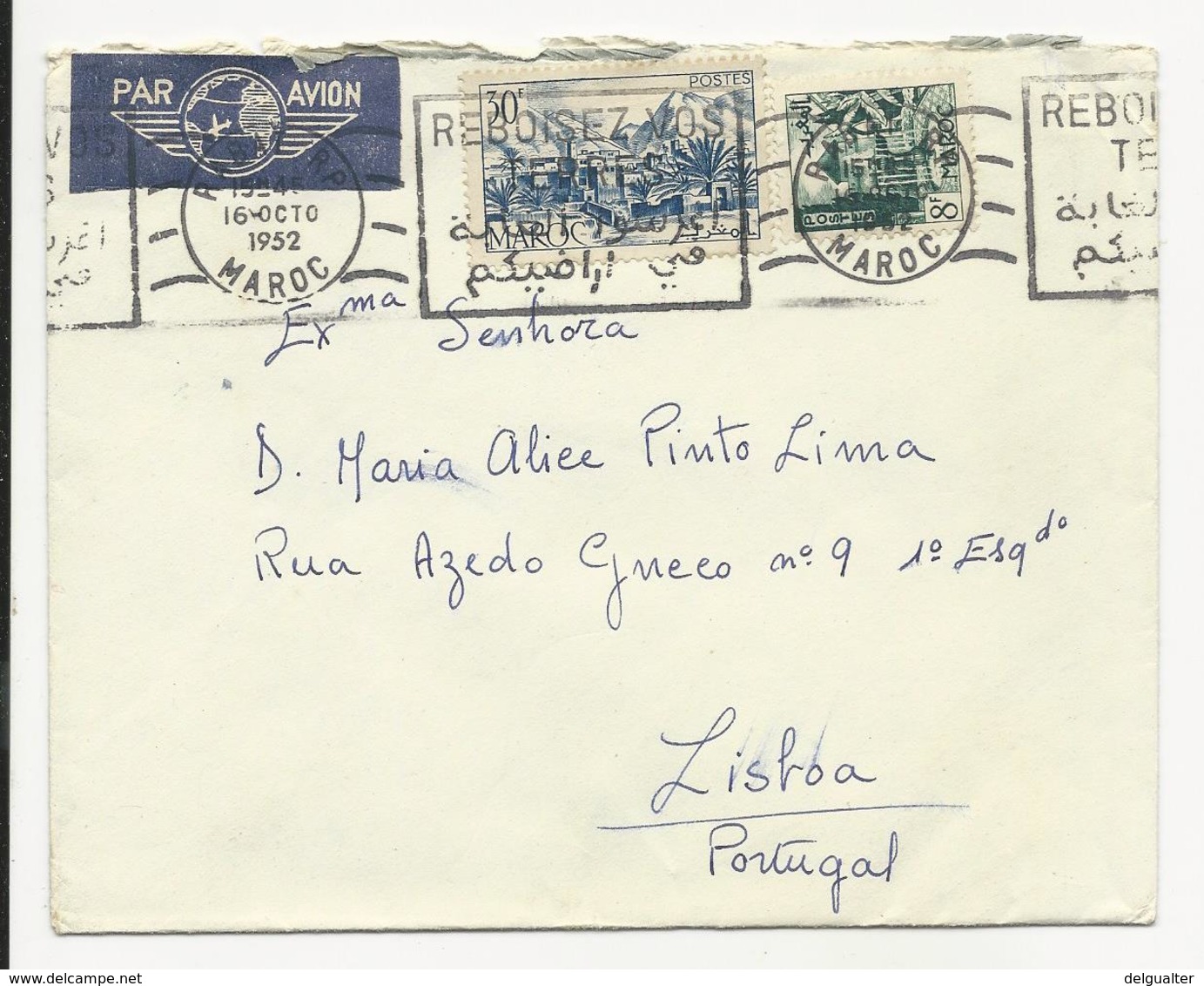 Cover - Morroco - 1952 - Rabat - Storia Postale