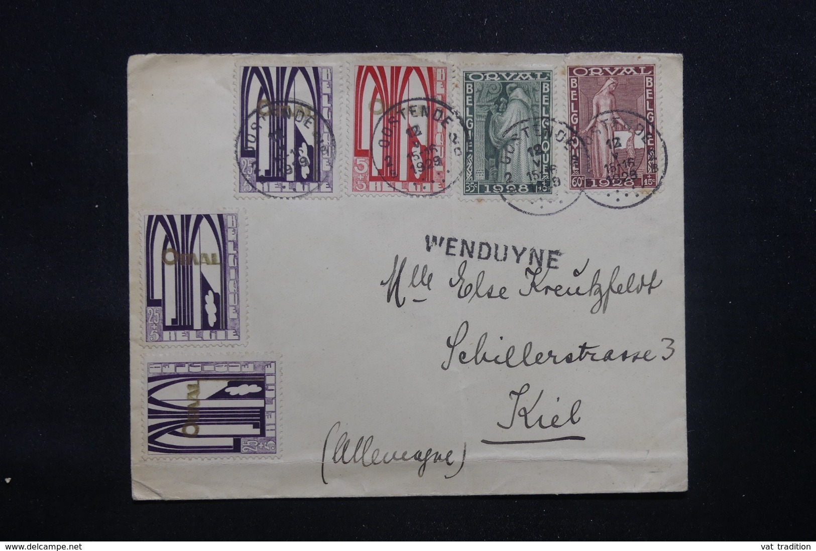 BELGIQUE - Enveloppe De Ostende Pour Kiel En 1929, Affranchissement Plaisant Orval - L 43615 - Lettres & Documents