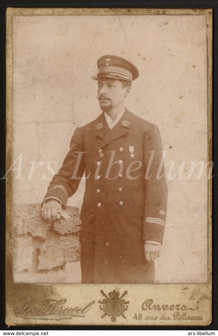 Photo / Cabinet Card / Cabinet Photo / Militair / Soldier / Soldat / Kongo / Congo / Van Crewel / Antwerpen / 2 Scans - Guerre, Militaire