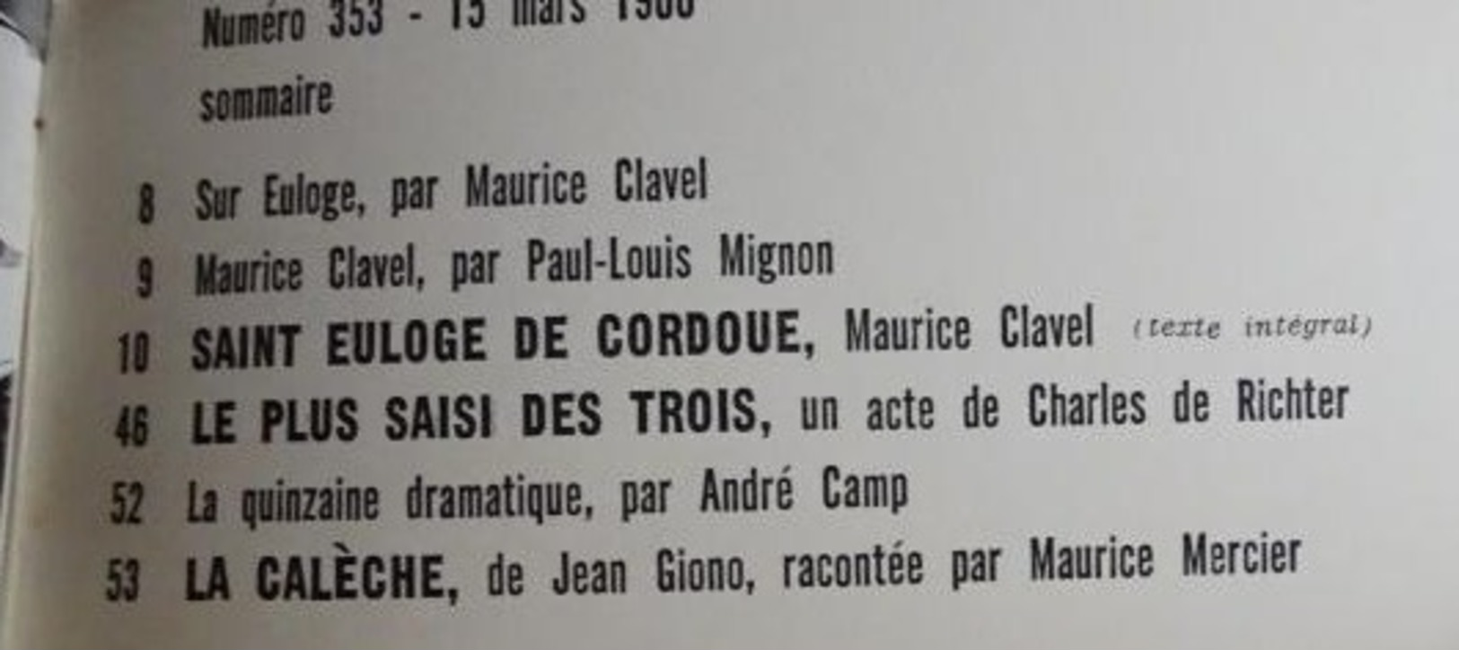 L'avant-scène Théâtre N 353 - Saint Euloge De Cordoue - Maurice Clavel - Autori Francesi