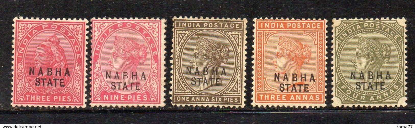 CI829 - NABHA ,  5 Esemplari Linguellati  *(2380A). - Nabha