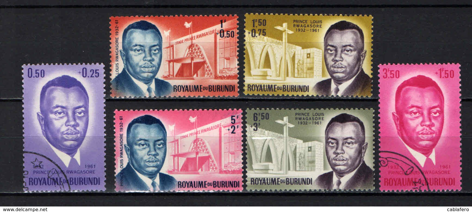 BURUNDI - 1963 - Issued In Memory Of Prince Louis Rwagasore (1932-61), Son Of King Mwami Mwambutsa IV - NUOVI E USATI - Usati