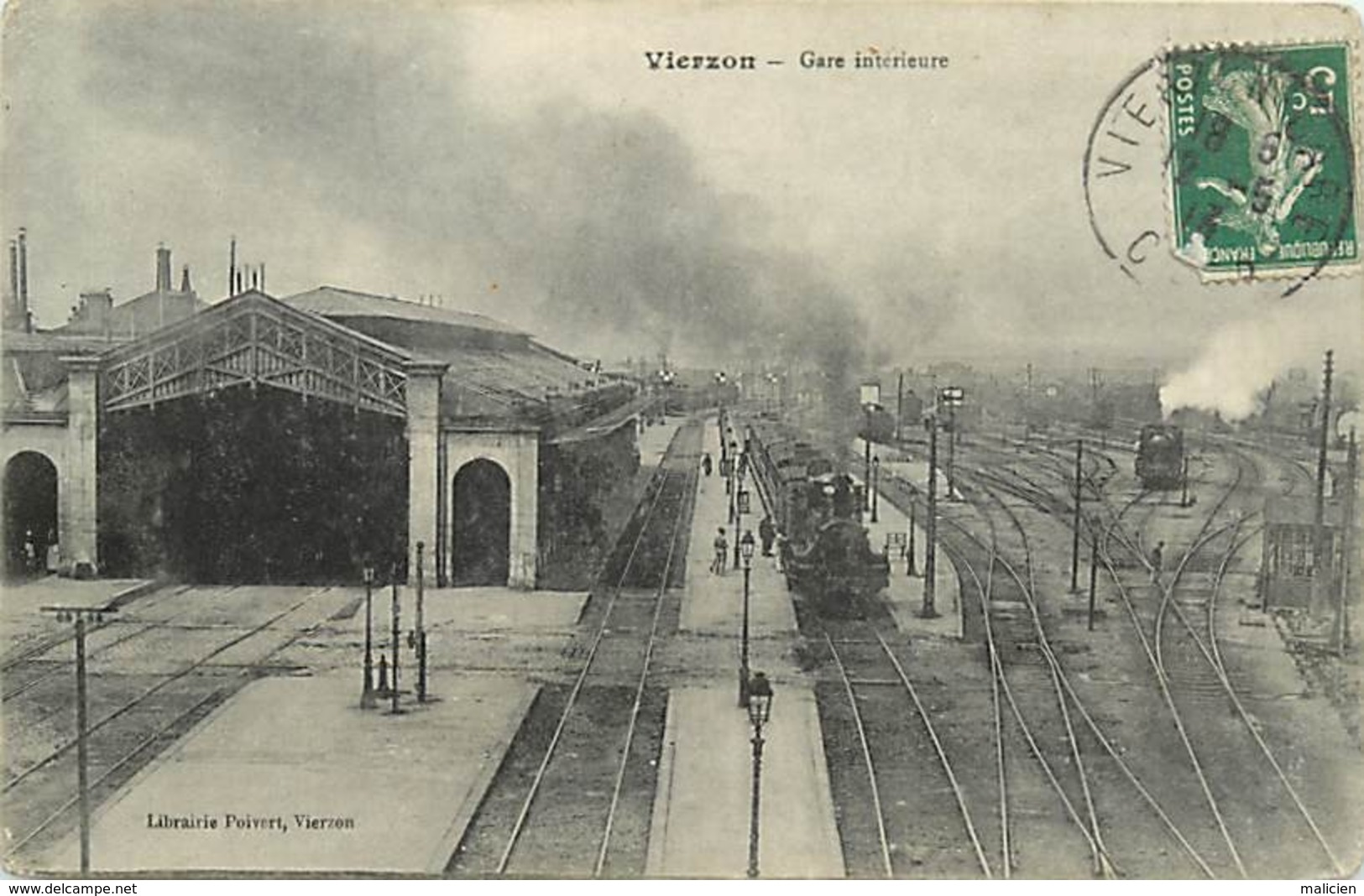 - Cher -ref-439- Vierzon - La Gare Interieure - Gares - Train - Train - Ligne De Chemin De Fer - Carte Bon Etat - - Vierzon