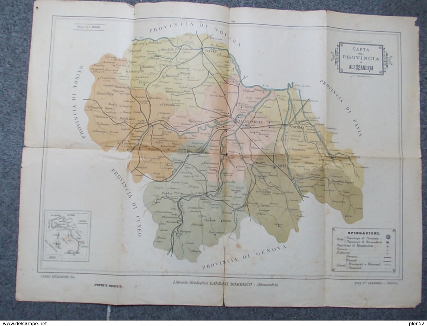 12662-CARTA GEOGRAFICA DELLA PROVINCIA DI ALESSANDRIA-SCLA 1:250000 - Landkarten