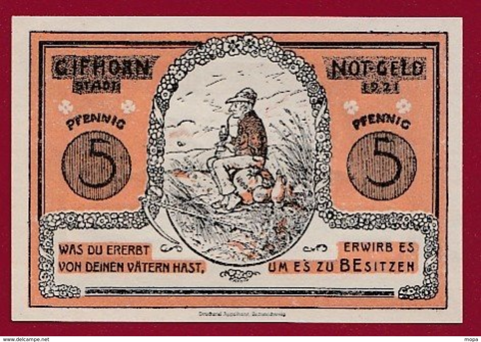 Allemagne 1 Notgeld De 5 Pfenning Stadt Gilhorn (RARE)  Dans L 'état N °4797 - Collections