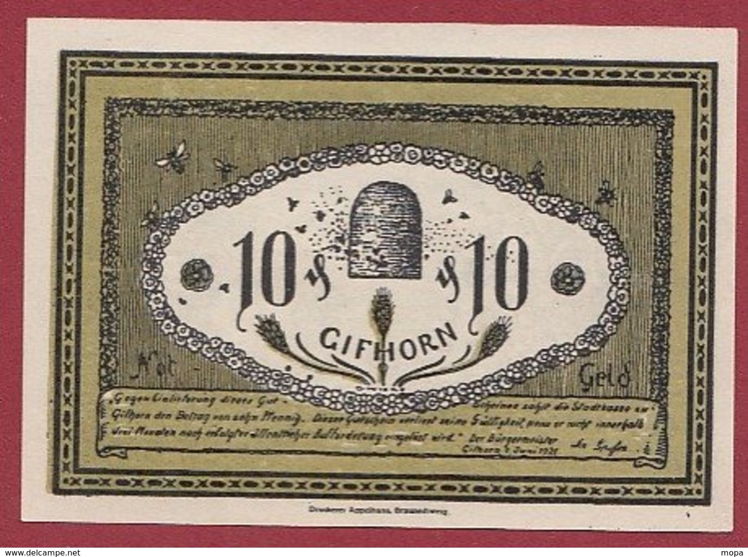 Allemagne 1 Notgeld De 10 Pfenning Stadt Gilhorn (RARE)  Dans L 'état N °4798 - Collections